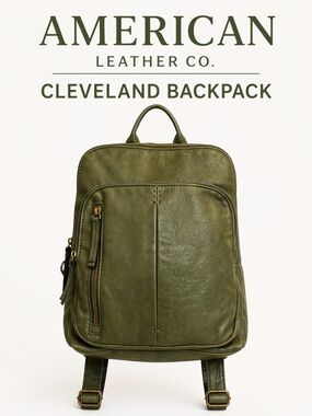 American Leather Co Cleveland Backpack Olive Green Leather Convertible Bag